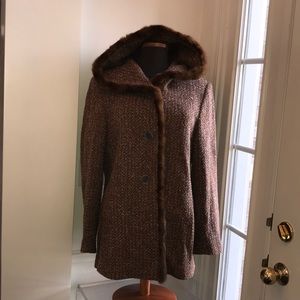 I. C.A. Tweed Fur Trimmed Short Coat